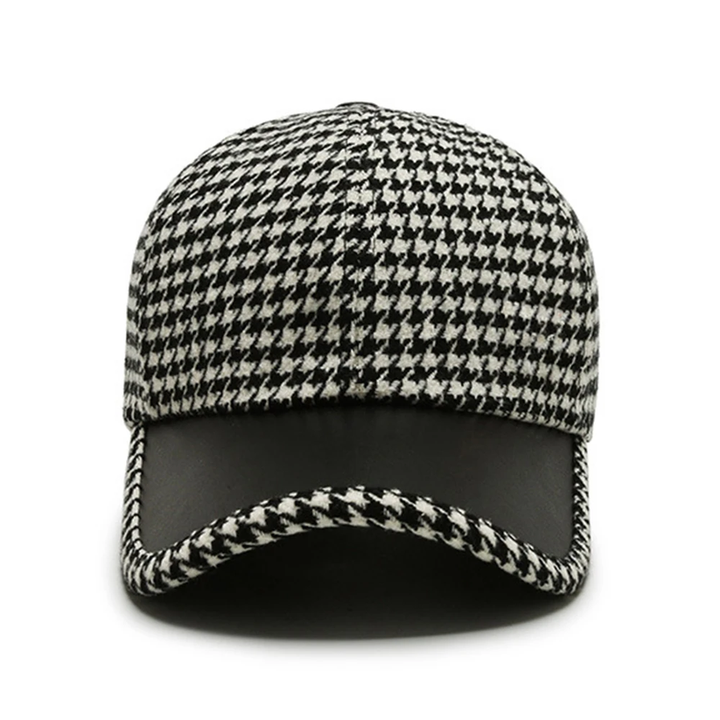 Vanja - Houndstooth Leather Cap