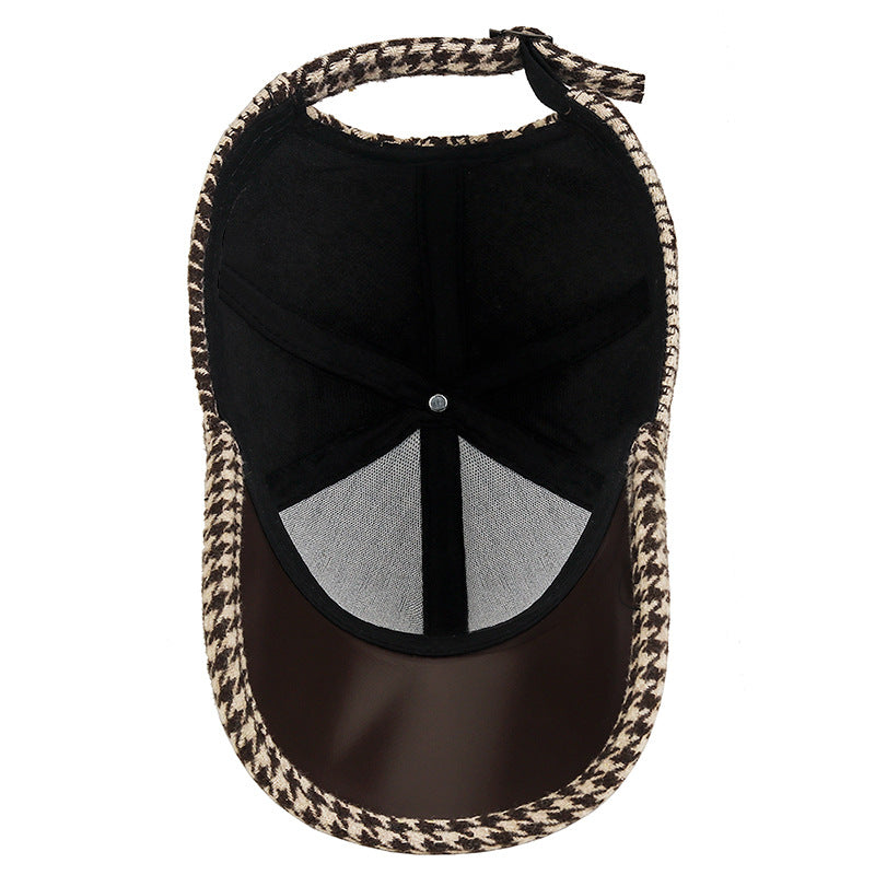 Vanja - Houndstooth Leather Cap