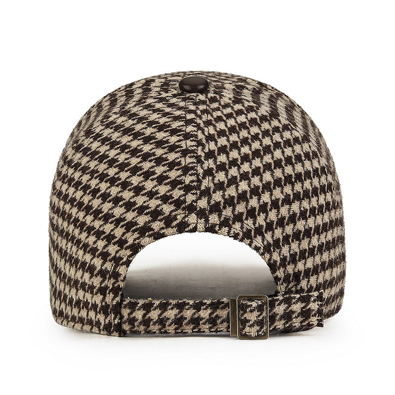 Vanja - Houndstooth Leather Cap
