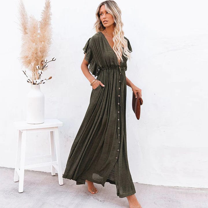 Freya™ - Maxi Dark Green Ibiza Dress