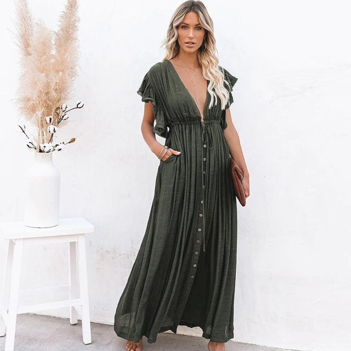 Freya™ - Maxi Dark Green Ibiza Dress