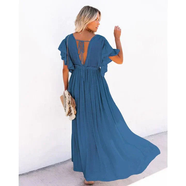 Eliza™ - Maxi Marine Blue Ibiza Beach Dress