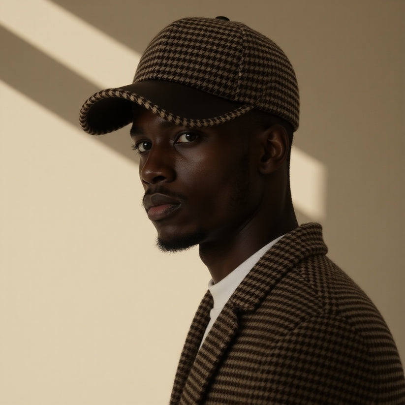 Vanja - Houndstooth Leather Cap