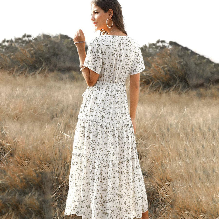 Clara™ White Long Summer Dress with Print